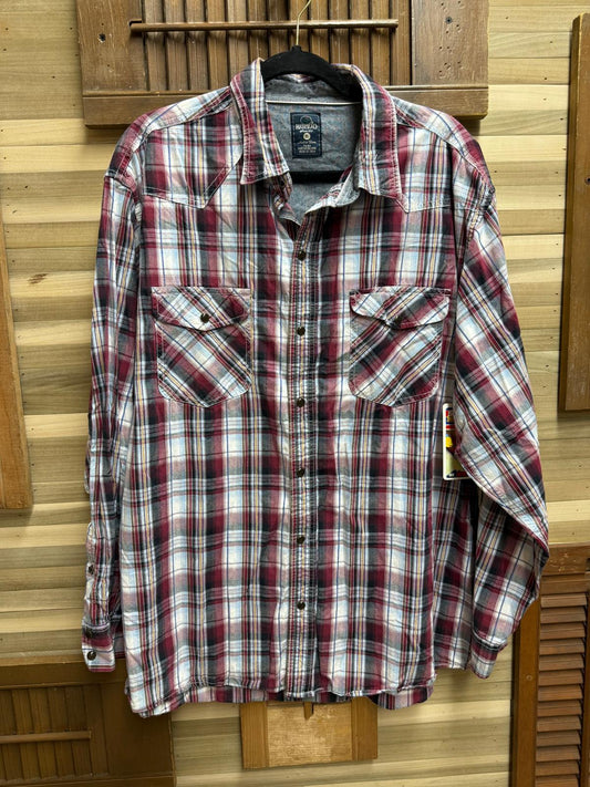 Redhead Snapback Long Sleeve Flannel Plaid Shirt Size XL