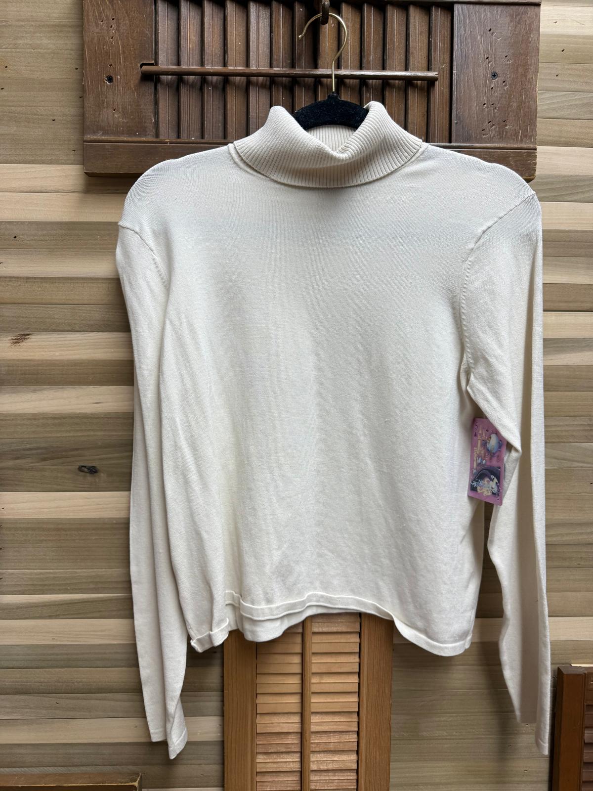 Cream Parisian Signature Petite Turtle Neck Silk Blend Size PM