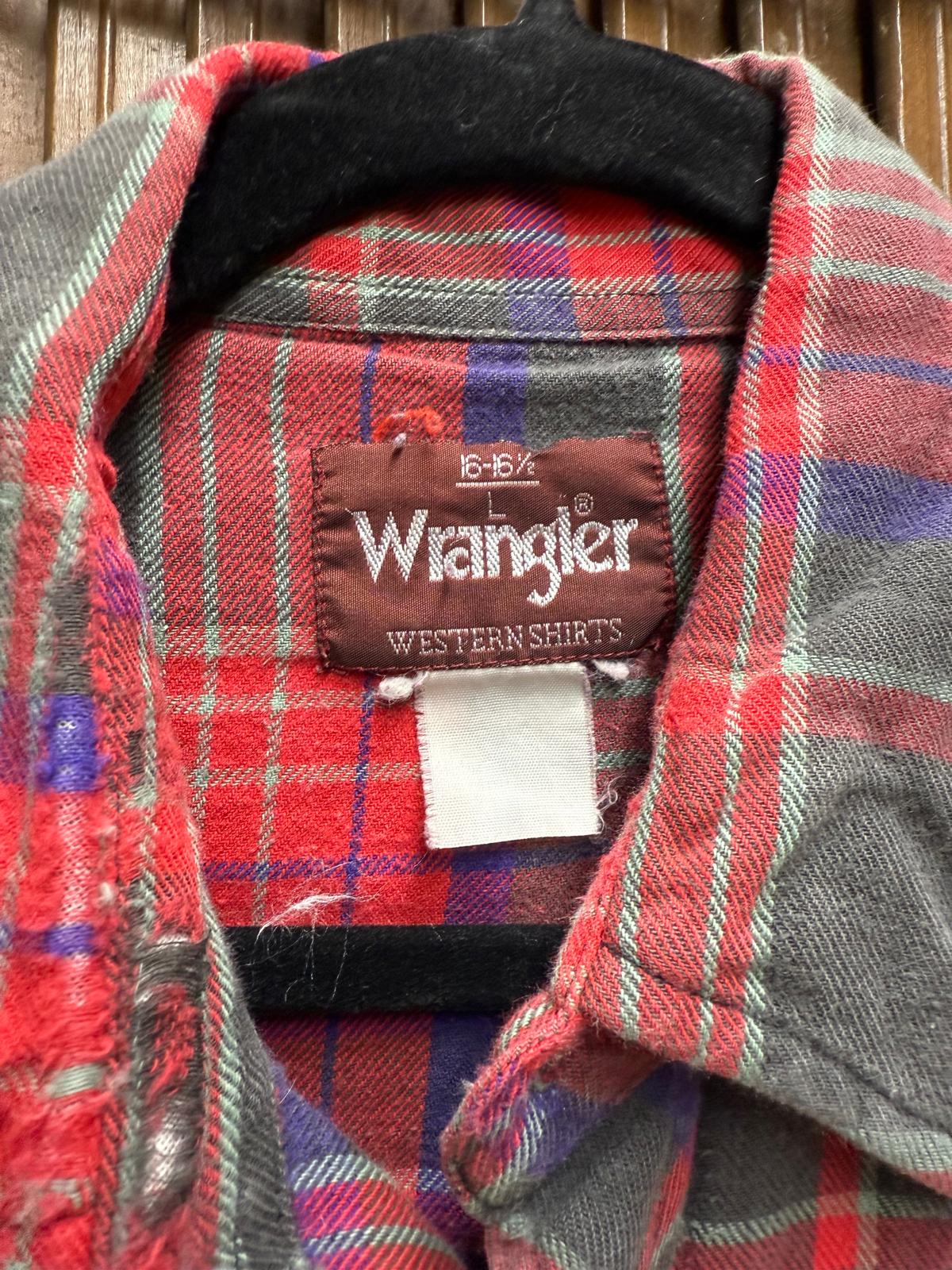 Wrangler Red Plaid Button Down Western Flannel Pearl Snapbacks