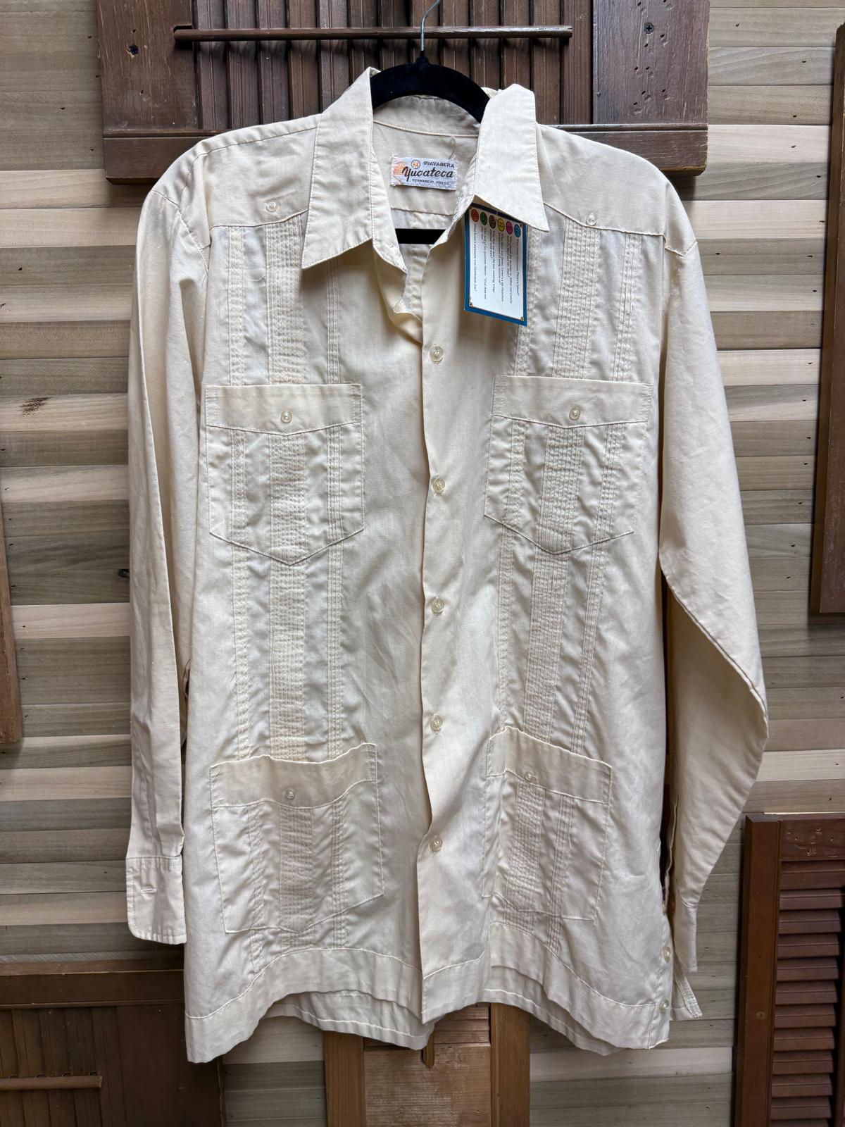 "Guayabera Yucateca" Cuban Style 4 Pocket Shirt Men's L