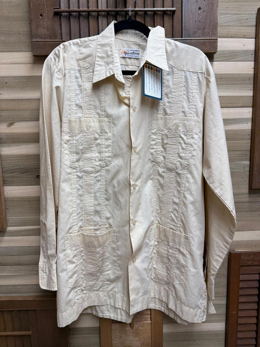 "Guayabera Yucateca" Cuban Style 4 Pocket Shirt Men's L