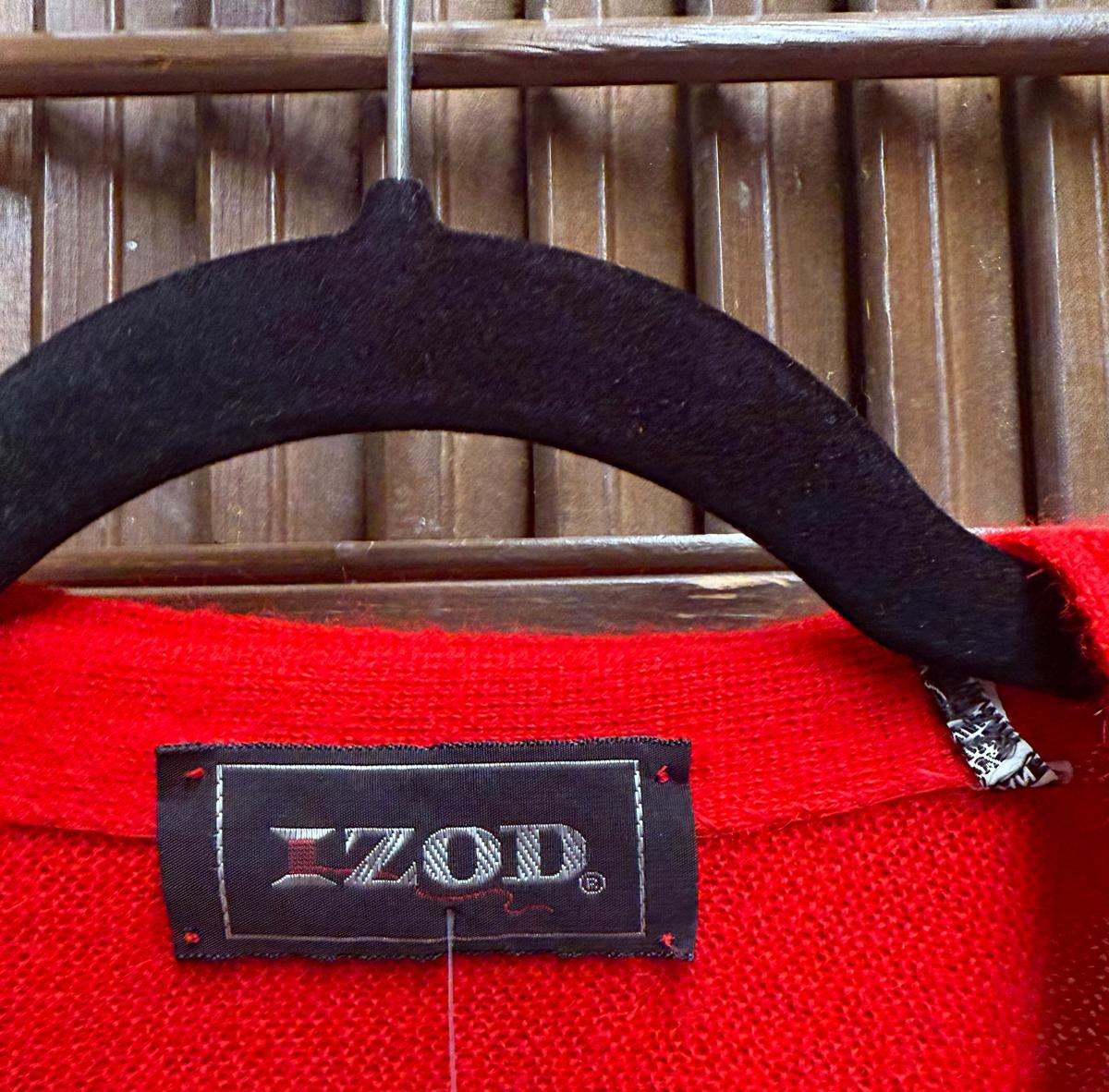 1980s Red IZOD Lacoste Knitted Buttoned Cardigan Sweater Made In USA Size XL
