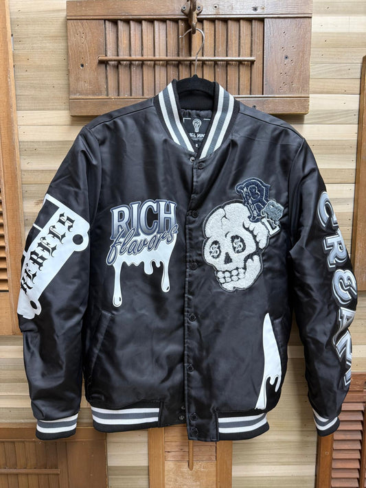 2010's NOT Vintage (Retro) "Rebel Minds" Rich Flavors Patchwork Varsity Jacket Size Small