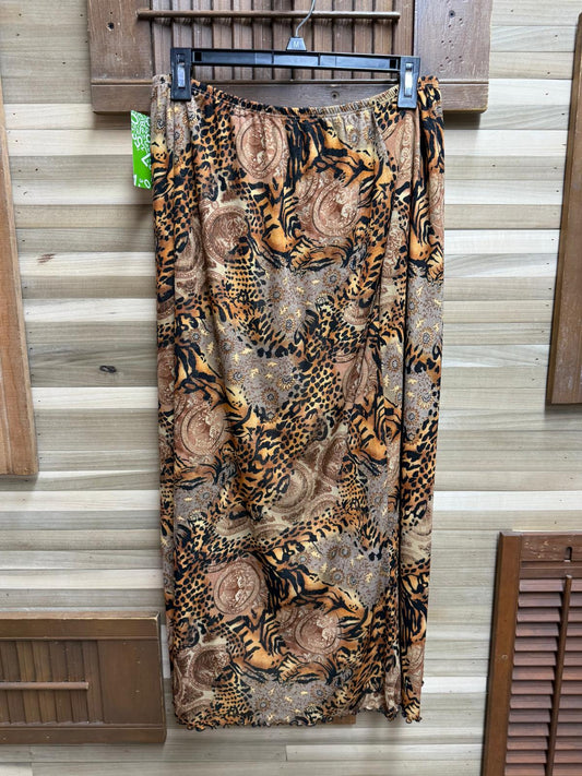 1980's "Tickets" BOHO Skirt with Leopard, Tiger, and Paisley Print - Size L