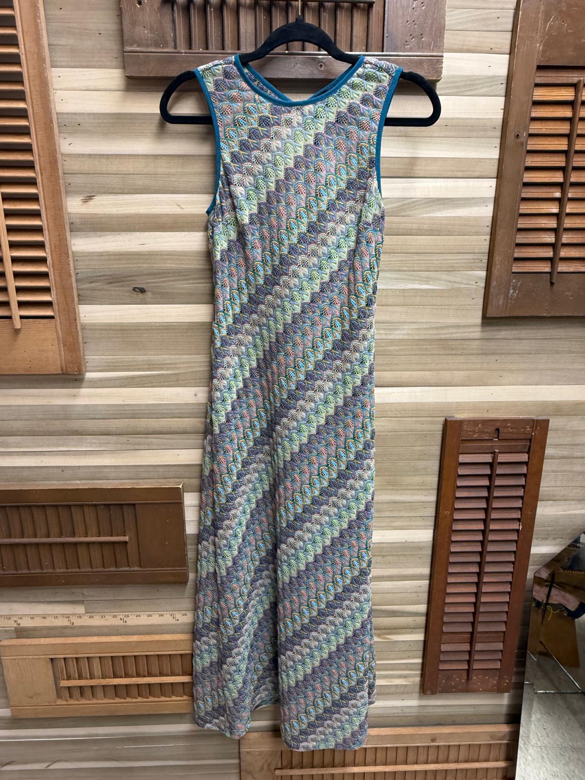 Colorful Donna Morgan Sleeveless Crochet Maxi Boho Gypsy Dress Size 4