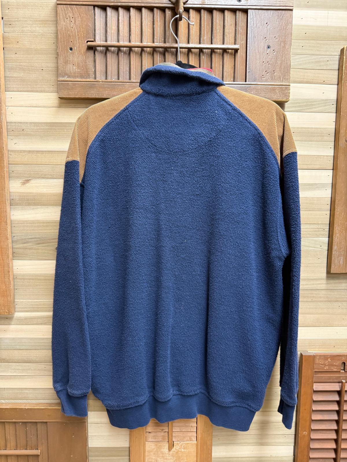 1990's "955 Originals" Full Zip Front Blue Colorblock 100% Cotton Fleece