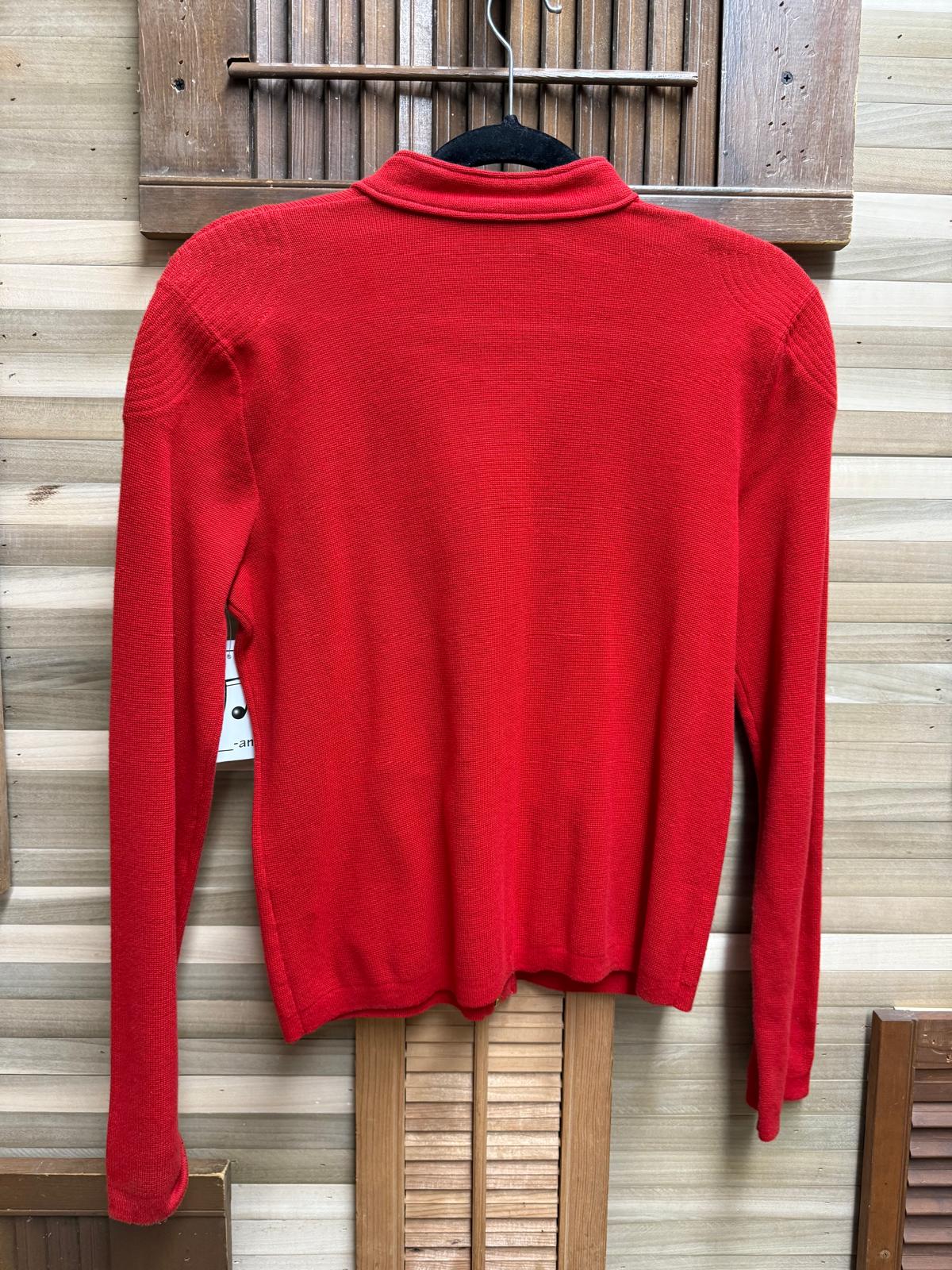 Y2K Ralph Lauren Red Full Gold Zip Sweater Cardigan Snaps at the Collar Size M