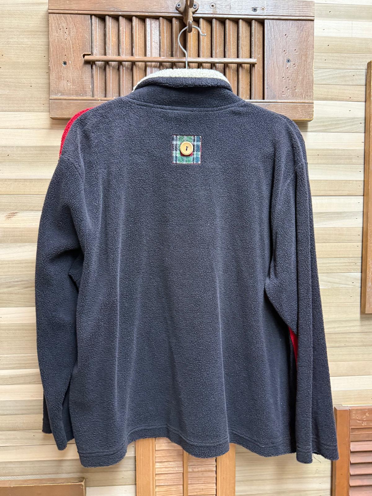 1990's "Onque Casuals" Color block Patches Buttons Full Zip Fleece Cardigan Size L