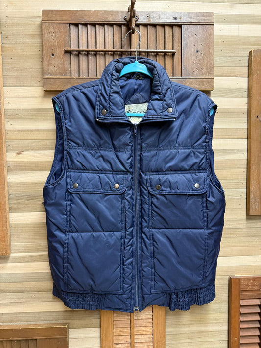 Vintage Sovereign Blue Full Zip Puffer Vest with Pockets Size M