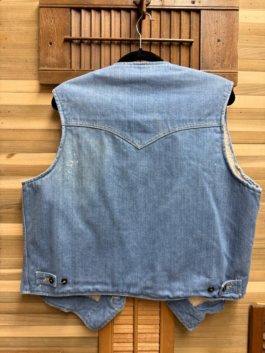 1960's "Lee Storm Rider" Denim Insulated Vest Sanfor Set Sherpa Lined USA Size M