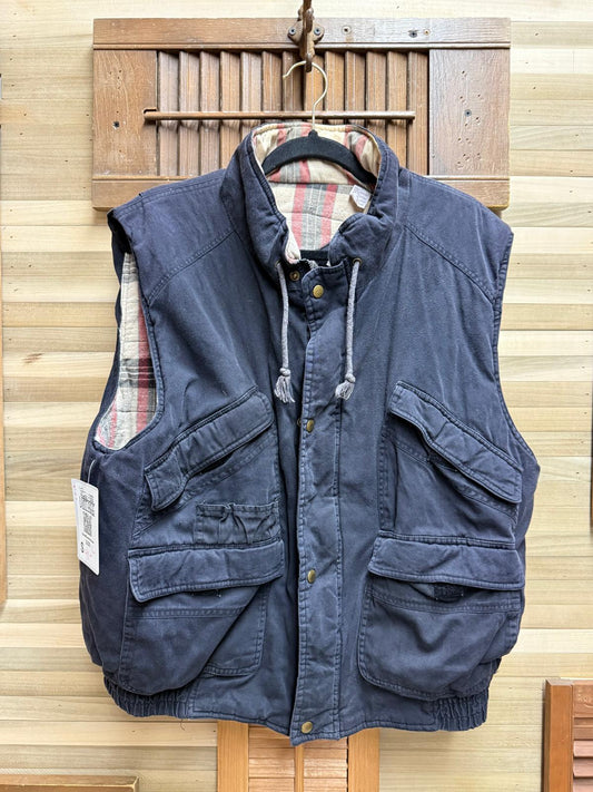 Blue 100% Cotton "Southern Classics" Vest Flannel Lined Insulated Size Large