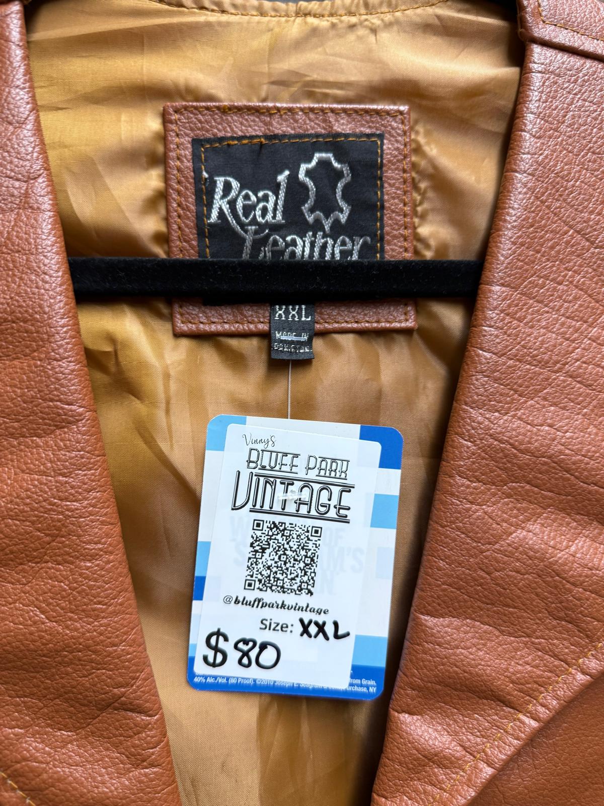 Brown Genuine Pakistan "Real Leather" 4 Pocket Vest with Tassel Closures Size XXL