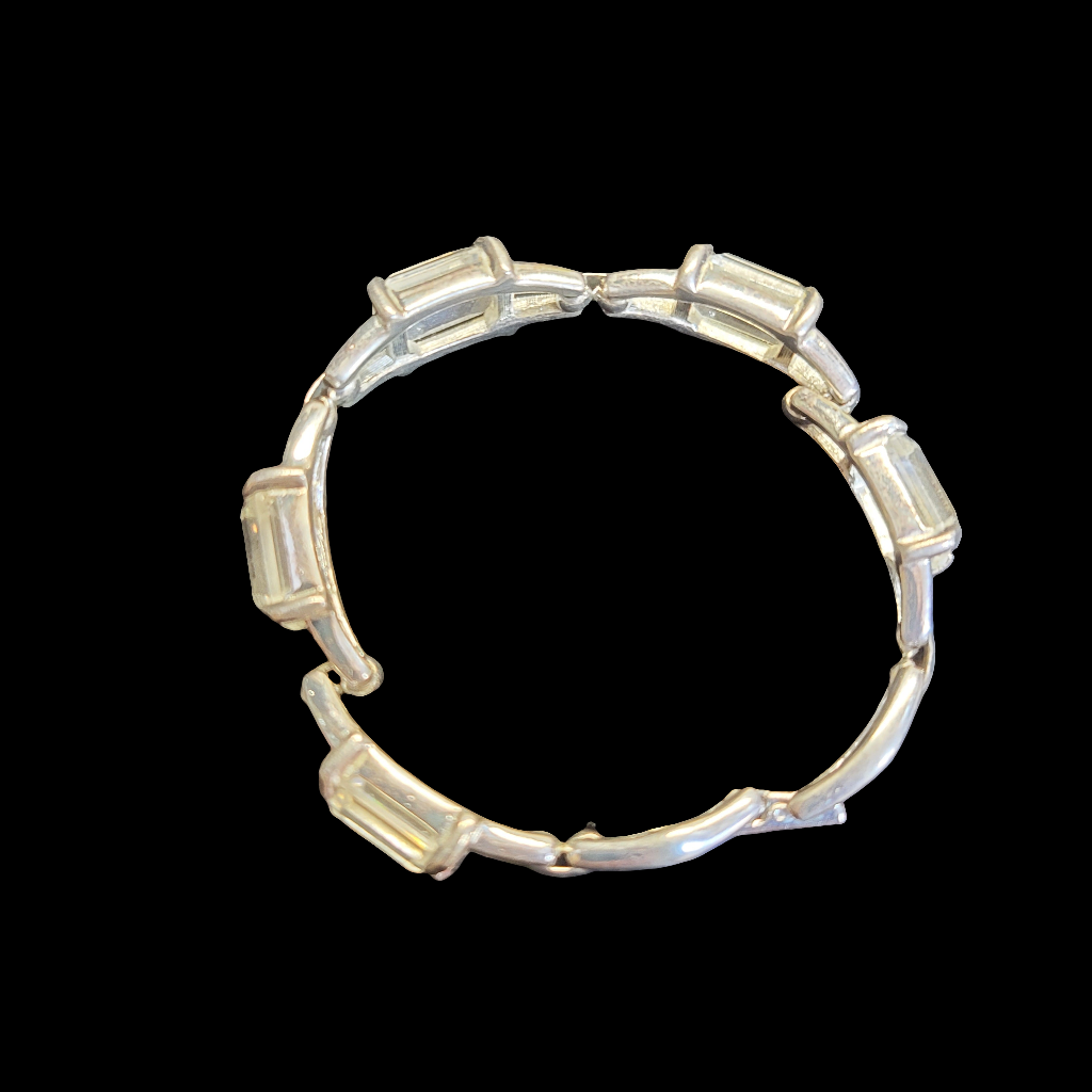 1980's Swarovski Signed & Swan Mark Emerald Cut Crystal 7.5” Bracelet