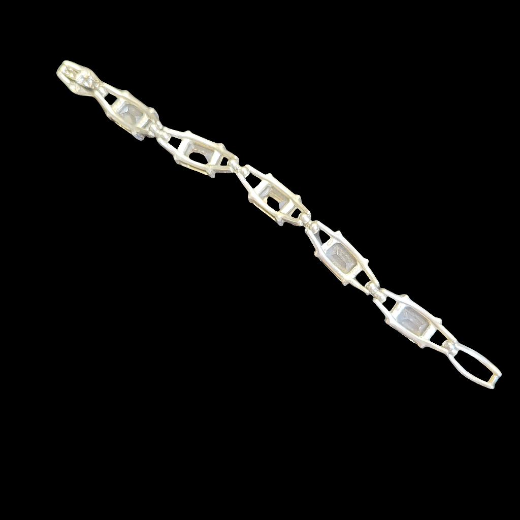 1980's Swarovski Signed & Swan Mark Emerald Cut Crystal 7.5” Bracelet
