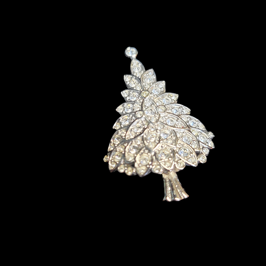 Swarovski Signed Year 2000  Christmas Silver Tree Pin