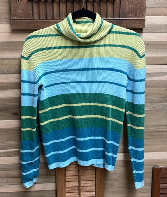 Cozy Comfy Horizontal Striped Turtleneck by Relativity Size Medium
